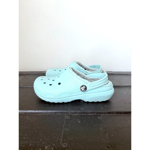 Crocs Classic Lined Clog Kids Aquamarine Blue Mint Slides Size Toddler Kids 13 - Picture 3 of 10